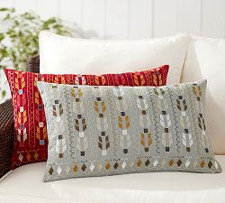Ria Embroidered Outdoor Lumbar Pillow