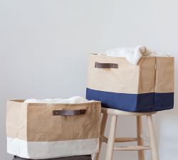 Jute and Canvas Storage Basket