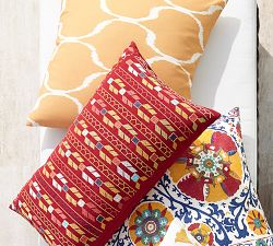 Ria Embroidered Outdoor Lumbar Pillow