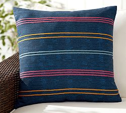 Ani Striped Embroidered Outdoor Pillow