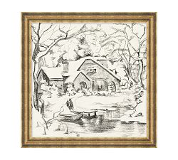 Cozy Cabin Sketch Framed Print