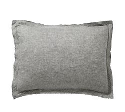 Open Box: Belgian Flax Linen Double Flange Sham, Standard, Set of 2 - Flagstone