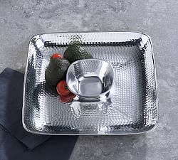 Hammered Handcrafted Metal Chip and Dip Serving Tray