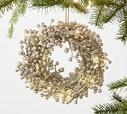 Light Up Glitter Berry Wreath Ornament