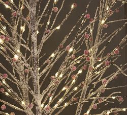 Lit Frosted Faux Berry Twig Branches - Set of 3