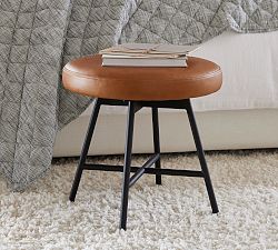 Maison Round Leather Swivel Accent Stool