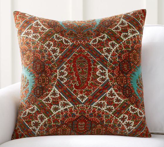 Sabrina Paisley Print Velvet Pillow Cover