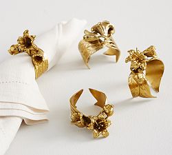 Monique Lhuillier Lara Floral Napkin Ring, Set of 4