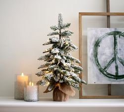 Lit Frosted Faux Pine Trees