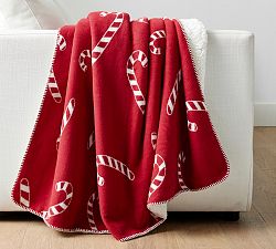 Candy Cane Jacquard Sherpa Back Throw