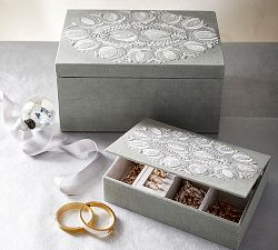 Sabine Embroidered Small Jewelry Box