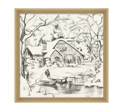 Cozy Cabin Sketch Framed Print