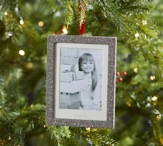 Dated Glitter Frame Ornament - Rectangle