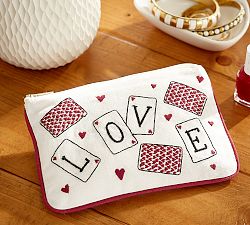 Love Embroidered Cosmetic Bag
