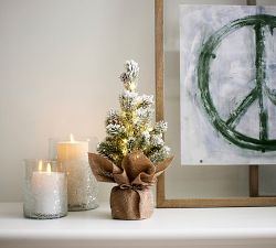 Lit Frosted Faux Pine Trees