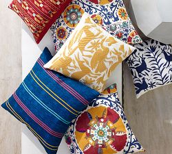Ani Striped Embroidered Outdoor Pillow