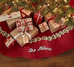 Personalized Crewel Garland Tree Skirt