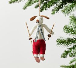 Felt Dog on Skis Ornament