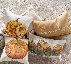 Family Sentiment Embroidered Lumbar Pillow Cover