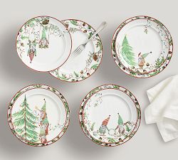 Forest Gnome Yuletide Stoneware Salad Plates - Set of 4