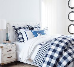 Gingham Check Reversible Percale Duvet Cover &amp; Shams