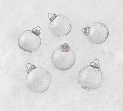Etched Clear Glass Ornaments - Set of 6