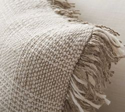 Linen Plaid Fringe Pillow Cover
