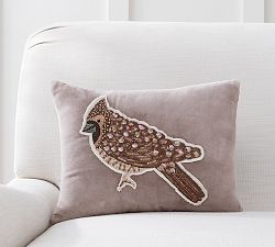 Jeweled Cardinal Applique Pillow