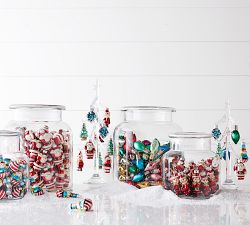 Mercury Glass Mini Santa Ornament Set