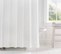 Washed Cotton Shower Curtain With Lace Trim