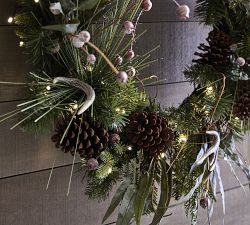 Lit Faux Tahoe Pine Wreath &amp; Garland