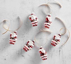 Mercury Glass Mini Santa Ornament Set