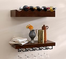 Rustic Wood Floating Entertaining Shelves