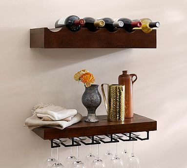 K*♡様 Pottery Barn vintage wood rack Rustic Wood Floating Entertaining Shelves | Pottery Barn