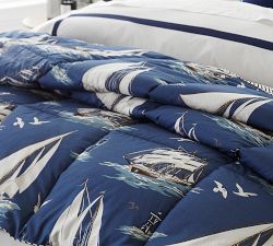 Sailboat Reversible Percale Comforter &amp; Shams