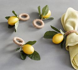 Lemon Vine Napkin Rings, Set of 4