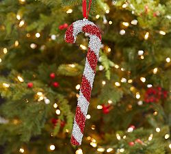 Tinsel Candy Cane Ornament