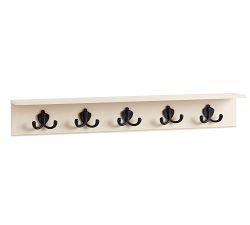 Wade Entryway Shelf with Row of Hooks - Almond White