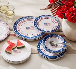 Cabana Americana Bunting Outdoor Melamine Dinner Plates - Set of 4