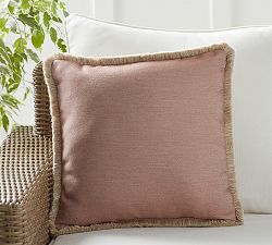 Sunbrella® Salmon Solid Fringe Outdoor Pillow