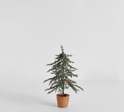 Lit Faux Draping Tree In Basket