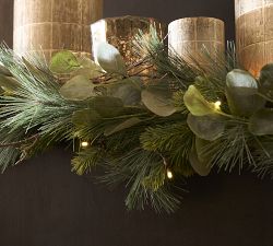 Open Box: Lit Faux Eucalyptus and Pine Wreath &amp; Garland