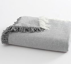 Oversized Fringe Linen Throw