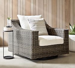Torrey Wicker Slope Arm Swivel Outdoor Lounge Chair