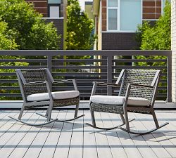 Klein Wicker Rocking Outdoor Lounge Chairs, Set of 2