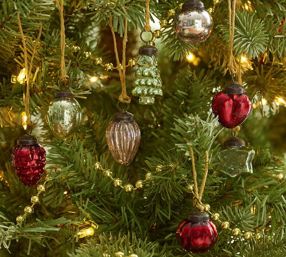 Mini Mercury Glass Ornaments - Set of 24