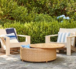 Westport Wicker Round Storage Outdoor Coffee Table (36")