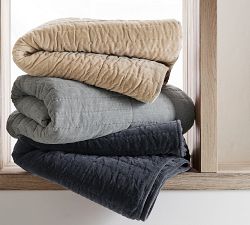 Hudson Handcrafted Heathered Velvet Quilt &amp; Shams