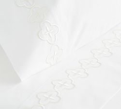 Trellis Embroidered Organic Percale Pillowcases - Set of 2