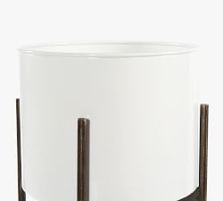 Isa Modern Planters With Stand - White/Brass
